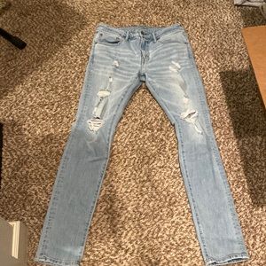 Stacked Skinny Mens AEO Distressed jeans